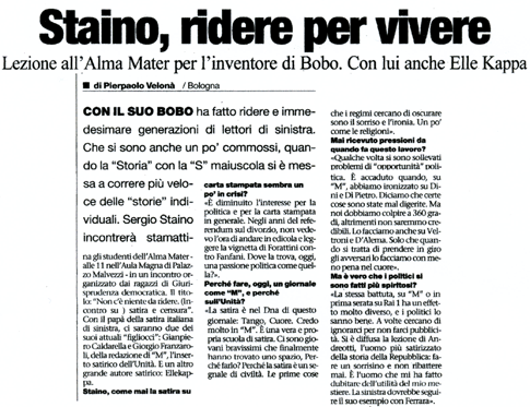 articolo l'Unit Emilia Romagna 1 aprile 2008